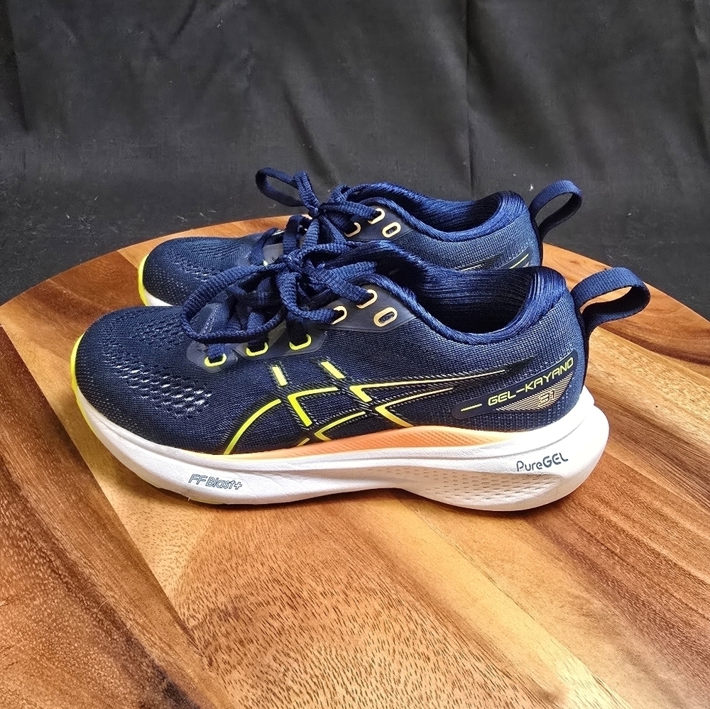 Asics Kids Gel Kayano 31 Pure Gel Running Shoes Blue, yellow, orange Size 1.5